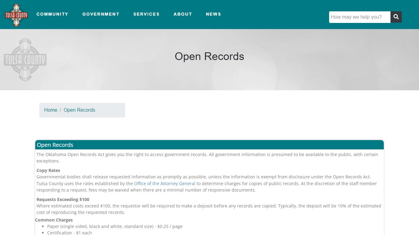Open Records - Tulsa County Public Website